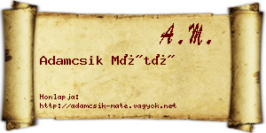 Adamcsik Máté névjegykártya