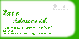 mate adamcsik business card